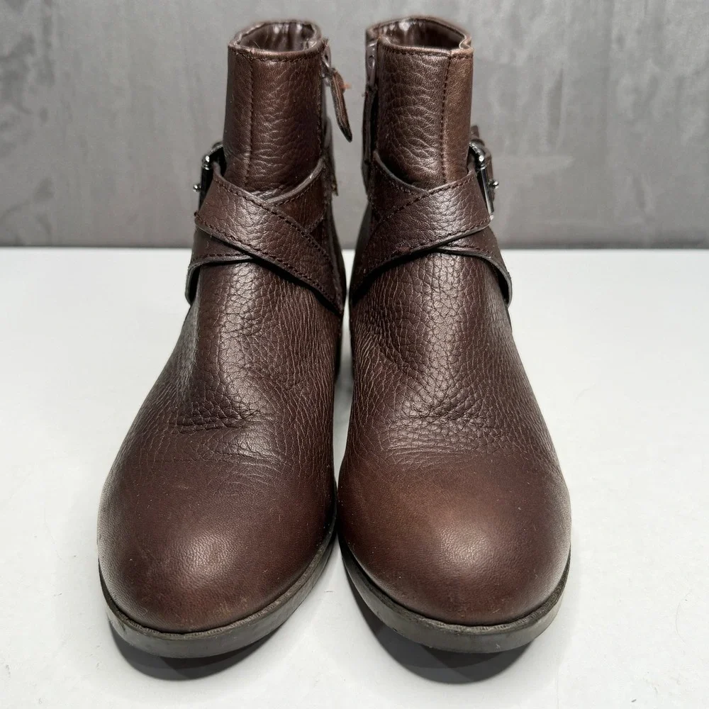 Cole Haan Ankle Boots Womens 6B Brown Waterproof Leather Buckle Grand.OS Comfort